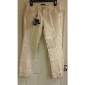Mossimo Dutti Jeans, Women's size 6, Ivory Capris, Cuffed, stretch Pockets NWT